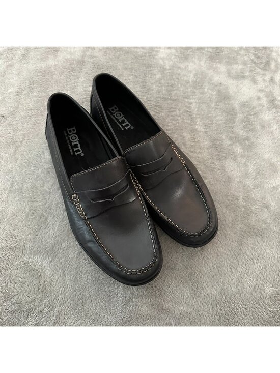 Born Black Leather Slip On Penny Loafers Shoes Men\'s size 10.5